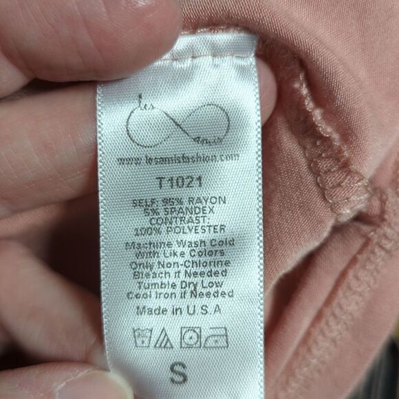 Les Amis Top Woman's Size Small Pink Raglan Sheer Sleeves Boho Print 3/4 Sleeve - Picture 11 of 14